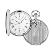 TISSOT 天梭 官方授權 Savonnette T83.6.553.13 經典羅馬石英懷錶(附鍊) 開學換新季 送禮推薦-銀x白/48.5mm T83655313
