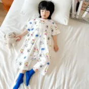 淘淘屋百貨商場 寶寶睡袋夏季短袖薄款透氣排汗男女孩夏天純棉連體睡衣兒童防踢被鑫弘-萌寶童裝可開發票
