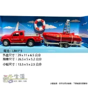 EAPAO 易保 救難大隊船  車+橡皮艇 CITY RUNNER 聲光迴力消防局救難大隊船組  消防車 合金車 酷生活