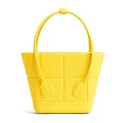 【BOTTEGA VENETA 寶緹嘉】691194 經典Arco Rubber系列大格編織橡膠手提小托特包(黃色)