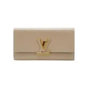 二手品 Louis Vuitton LV 路易威登 Capucines 牛皮扣式長夾(M61249-灰)