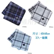 ☆妞妞日貨☆日本 迪士尼 米奇 刺繡 48X48cm 格紋 格子 純棉 大方巾 毛巾 方巾 手帕 包巾 領巾 頭巾 禮物