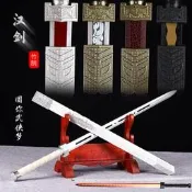 【收藏精品】龍泉劍漢劍木制長款八面漢服佩劍帶鞘竹木壹體秦劍道具古風寶劍
