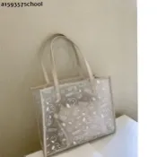【夏季透明果凍包】大容量通勤包 學生單肩包 手提托特包 女用大包 透明包包 肩背包 側背包女大容量 手提包包 大容量包包