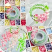 【DIY串珠】🍥【小清新】春日玻璃鈴蘭風鈴花串珠材料diy手工手鍊散珠飾品配件串珠diy 手作材料 琉璃