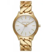 【MICHAEL KORS】SLIM RUNWAY 美式個性編織鍊帶腕錶MK7472 38m 現代鐘錶