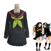 鬼滅之刃cos服 彌豆子cos 灶門彌豆子水手服制服cosplay服裝 二次元服裝 角色扮演服 動漫周邊 動漫cos服