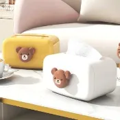 可愛簡約小熊收納紙巾盒(衛生紙 面紙盒 抽紙盒 紙巾盒 桌上型 擦手紙巾架 客廳)
