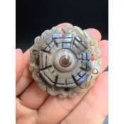 藏傳西藏至純九頁岩招財四龍八卦天眼珠。