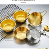 ✨臺灣出貨✨廚房百物日式調料碗 加厚不鏽鋼雪拉碗 米酒碗 韓國料理碗 金色手柄碗 蘸碟 味碟 單柄碗 烤肉店專用 戶外