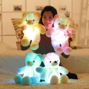 大玩家專營店 LED七彩發光泰迪熊公仔絲帶熊布娃娃帶燈毛絨玩具生日禮物 玩偶/生日/情人/聖誕禮物/毛絨娃娃/抱枕娃娃