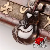 水晶【冰種黑曜媚狐墜飾】月老 小狐 狐仙 天然 水晶 桃花 情侶 五行 開運 黑曜石 防小人 含開光 贈項鍊 馥瑰馨盛NS0390