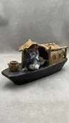 【二手】石灣窯垂釣漁翁，七八十年代出口日本的，栩栩如生，不是小物品，請註意尺寸，魚竿沒有了，