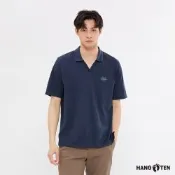 Hang Ten-男裝-涼感刺繡短袖POLO衫-藏青色