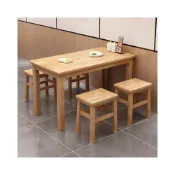 (店+)實木餐桌快餐桌椅面館餐飲桌椅長方桌正方形餐桌大排擋小吃店餐桌