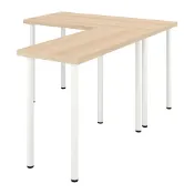 【IKEA 宜家家居】LAGKAPTEN/LINNMON L型書桌, 染白橡木紋/白色, 120x160 公分