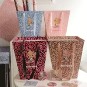  花店必備💐花束提袋 防水提袋 透明花袋 花藝包材 花束包材 大容量 小提袋 送花必備 新款黑皮豹紋KT手提袋花藝花束