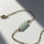 冰種翡翠無事牌手鍊 14K包金 | 天然緬甸玉翡翠A貨 | 送禮