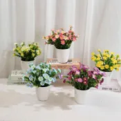 仿真杜鵑花塑料盆栽假花映山紅花箱工程花壇佈景商場裝飾舞臺道具ZG8C