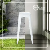 E-home 亞尼工業風可堆疊金屬吧臺椅 高76cm 高腳椅 升降椅 餐桌椅 椅子 吧台椅