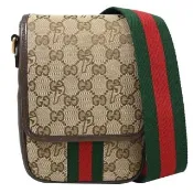 【GUCCI 古馳】Palace聯名款 經典大雙G緹花布斜背記者包斜背包(駝/棕)