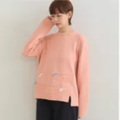 a la sha 【全新、3️⃣色】抽象緹花不對稱長袖毛衣💰牌價1490