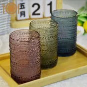 🎐復古彩色玻璃水杯｜日係風鈴杯高顏值家用飲料杯🍹冰飲果汁杯杯子INS拍照必備✨
