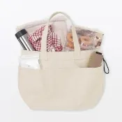 【MUJI 無印良品】帆布橫型托特包(黑色/原色/深藍/摩卡棕) 高31×寬46×底14cm