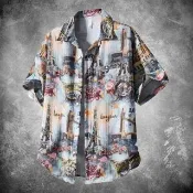 【巴黎精品】男襯衫短袖襯衫休閒短袖上衣(美式渡假透氣夏季男裝n1jm56)