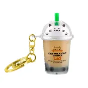 (店+)珍珠奶茶吊飾 波霸奶茶鑰匙圈 貓咪鑰匙圈 奶茶掛飾 可愛吊飾 造型鑰匙圈 創意吊飾 C657