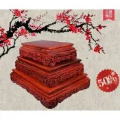 緹娜嚴選 tinaestore 【長方海浪底座-一套-紅檀木-大中小/套-1套/組】實木紅木石頭玉石擺件工藝品 花盆古玩魚缸 奇石底座，多規格可選-7501031