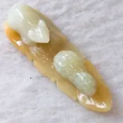 🐁枝繁葉茂🥜天然緬甸玉 A貨 翡翠 黃皮白肉 鼠 老鼠 運財鼠 花生 葉子 現貨特價 92jade 玉鼠 翡翠鼠