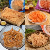 【康是美官方網購】【華得水產】海鮮零嘴4包組（炭烤魷魚片＋碳烤魷魚絲＋新鮮情芒果乾（甘梅）＋東港旗魚薯薯）_廠商直送