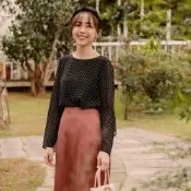 OB嚴選-唯美浪漫雪紡圓點點透膚波浪長袖上衣《AB16157-》