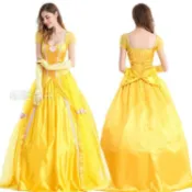 ♥萌妞朵朵♥萬聖節服裝美女與野獸貝兒大擺公主裙成人款/成人公主裙衣服成人連衣裙