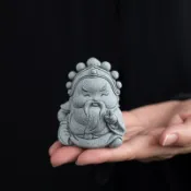 【源一】青砂石關公關羽武財神人物創意小擺件桌面茶桌茶寵工藝品裝飾造景 Q萌關公公仔