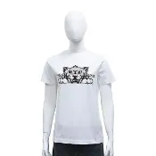 【KENZO】KENZO Happy Tiger印黑字LOGO純棉快樂老虎圖案圓領短袖T恤(女款/米白)