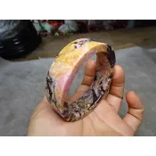 【藍金寶石】天然玉化粉紅圖案薔薇玫瑰石超厚寬版方形手鐲→H203