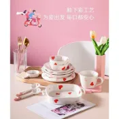 (店+)愛心 風格 少女 粉色 陶瓷湯匙 陶瓷碟 醬油碟 調味碟 湯匙 長柄湯匙 手捏湯匙 陶瓷 可愛風 釉下彩
