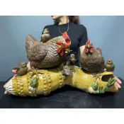 阿一藝品 早期廣東 石灣陶【全家福】手持蓮花 名師手製 有落款 值得收藏 居家裝飾 石灣陶擺件 A71