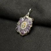 [法寶 FRAVO] 圖桑帶回 紫水晶 紫晶簇 瑪瑙晶洞 聚寶盆 烏拉圭紫晶花片 帶電鍍 原礦 天然水晶 項鍊