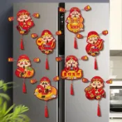新年冰箱貼磁吸春節過年喜慶氛圍佈置裝飾品馬年財神爺掛飾磁性貼
