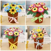 不織布盆栽材料包 DIY布藝 手作 母親節 教師節 康乃馨 水仙 太陽花 勞作【BlueCat】【JC4497】