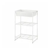 【IKEA 宜家家居】JOSTEIN 層架組連收納盒，室內/戶外用/網狀 白色，61x40x90 公分