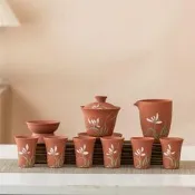 【可議價】紫砂手繪品茗杯茶杯主人杯聞香杯蓋碗公道杯過慮茶具套組