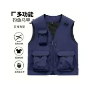 (店+)背心男工裝馬甲運動背心無袖馬甲戶外登山釣魚多口袋機能薄背心男士大尺碼背心外套跑步工作寬鬆坎肩背心夏季透氣背心休閒無袖上衣