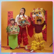 甄選好物+免運 紙質手工diy舞獅材料包 兒童新年醒獅親子手工