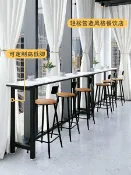 宜百家 含運 高腳吧台長桌 現代簡約巖板吧臺桌商用奶茶店酒吧桌戶外靠墻長條高腳窄桌子1428
