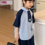 ✨優選好貨✨男童夏季學院風套裝兒童帥氣洋氣幼兒園中小童寶寶兩件套 兒童制服 小孩學院風套裝 兒童春夏套裝 童裝 水手服