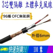 易控王  立體麥克風線 三芯雙隔離線 100米 96編 OFC無氧銅 線徑6mm(70-205)